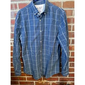 Men's ORIGINAL PENGUIN Medium Long Sleeve Button Up Pocket Shirt BLUE Geometric
